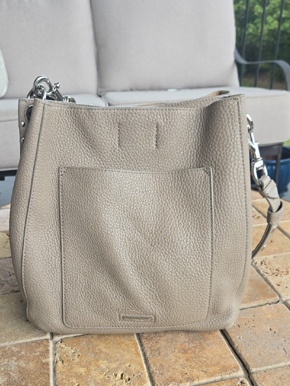 Rebecca Minkoff Neutral Taupe Leather Shoulder Bag - Classic Womens Crossbody - Picture 5 of 16